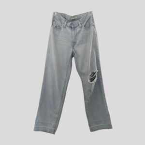 Levi's 94 Baggy Light Blue Wash Distressed Relaxed Fit Denim Frayed Jeans 29